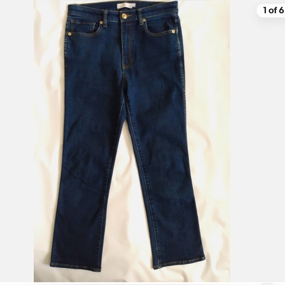Tory Burch Denim - Tory Burch High Rise Dark Wash Ankle Jeans 5 Pocket Zipper Botton Cotton Blend
